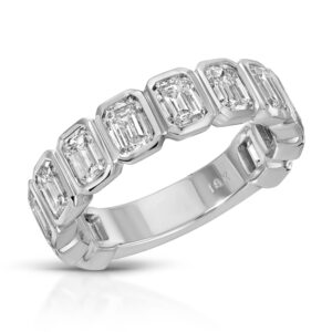 Bezel Set Emerald Cut Diamond 3/4 Eternity Band Ring – 3.10 ct.