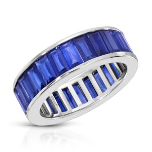 Baguette Cut Blue Sapphire Eternity Band Ring