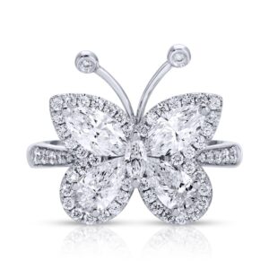 Large Marquise and Pear Shape Diamond Butterfly Ring