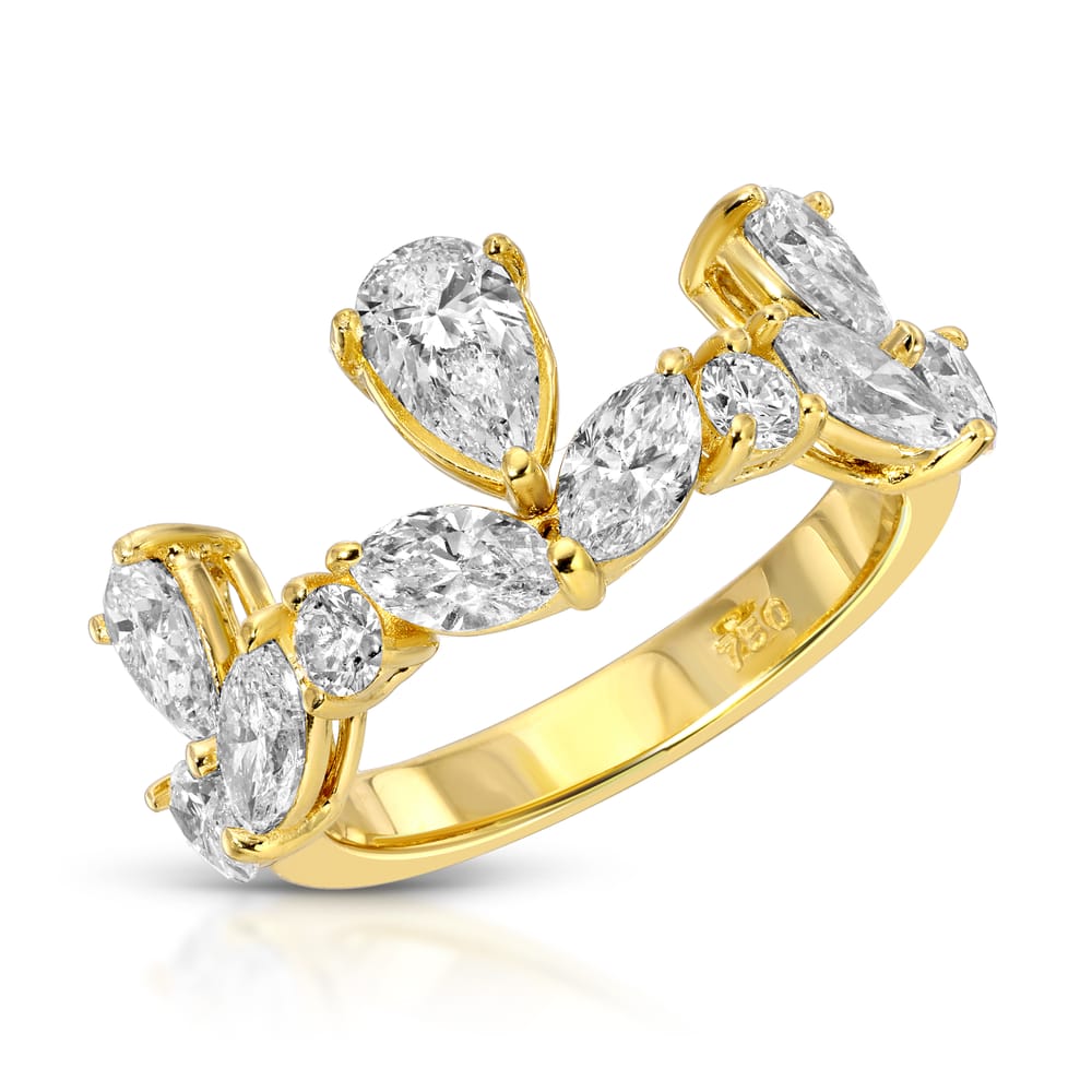 Mix Cut Diamond Dangle Band Ring