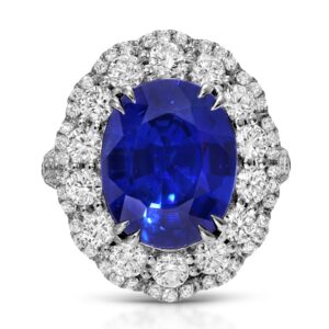 Oval Cut Blue Sapphire and Diamond Ring/Pendant