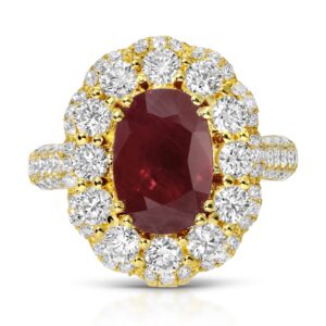 Oval Cut Ruby and Diamond Halo Ring/Pendant
