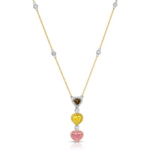 Heart Shape Mix Fancy Color Diamond Halo Pendant