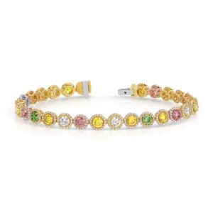 Multicolor Round Cut Diamond Tennis Bracelet – 9.97 ct.