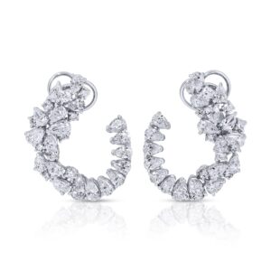 Pear and Round Cut Diamond Cluster Earrings