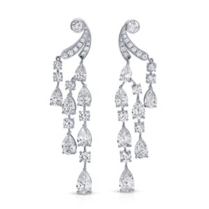 Round and Pear Shape Diamond Dangle Earrings
