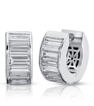 Channel Set Baguette Cut Diamond Huggie Earrings