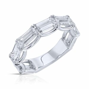 East-West Set Emerald Cut Diamond 3/4 Eternity Band Ring – 4.03 ct.