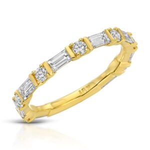 Baguette and Round Diamond Band Ring