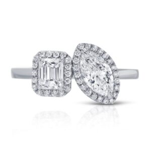 Emerald Cut and Marquise Diamond Toi et Moi Ring