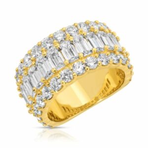 Emerald Cut and Round Diamond Band Ring