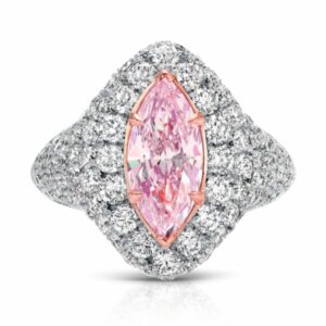 Marquise Cut Pink Diamond and Pave Ring