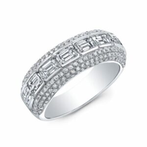 Emerald Cut and Round Diamond Band Ring