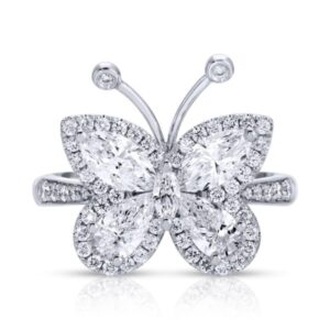Marquise and Pear Shape Diamond Butterfly Ring