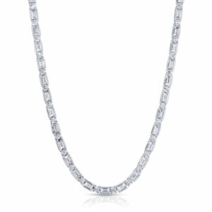 Baguette and Round Cut Diamond Tennis Necklace – 13.22 ct.