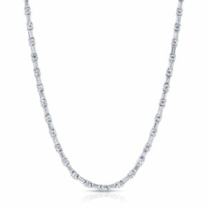 Baguette and Round Cut Diamond Necklace