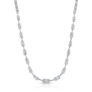 Emerald and Baguette Cut Diamond Necklace