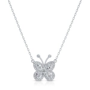 Marquise and Pear Shape Diamond Butterfly Pendant