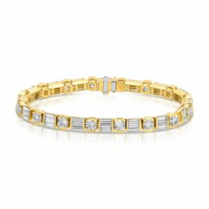 Bar Set Baguette and Round Cut Diamond Tennis Bracelet – 10.96 ct.