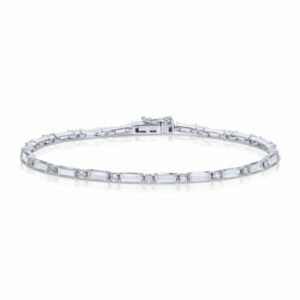 East-West Baguette and Round Cut Diamond Tennis Bracelet – 2.99 ct.