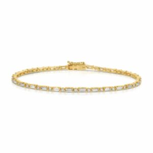 East-West Baguette and Round Cut Diamond Tennis Bracelet – 1.68 ct.