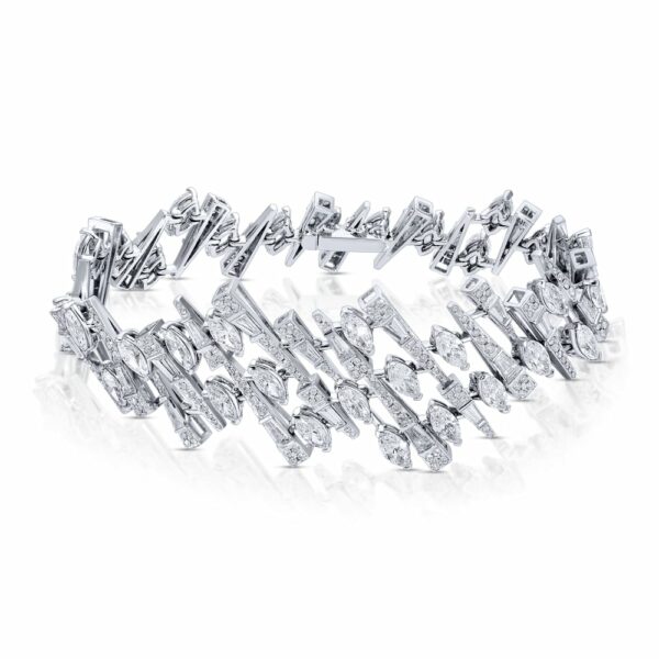 Unique Design Marquise, Baguette and Round Diamond Bracelet