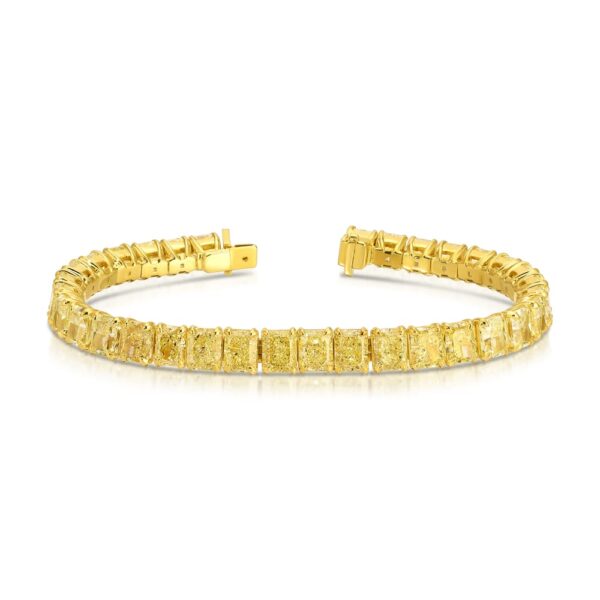 Radiant Cut Fancy Light Yellow Diamond Tennis Bracelet – 37.18 ct.