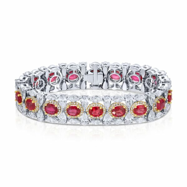 Oval Cut Ruby and Diamond Bracelet