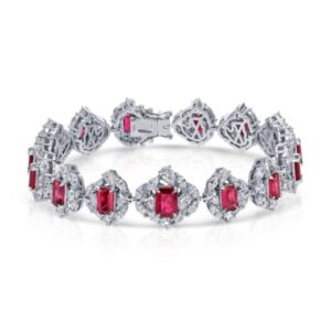 Emerald Cut Ruby and Diamond Bracelet