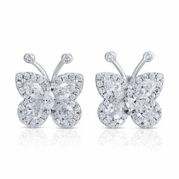 Marquise and Pear Shape Diamond Butterfly Earrings