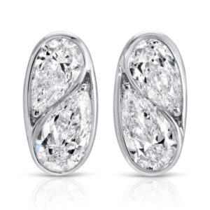 Bezel Set Pear Shape Diamond Earrings