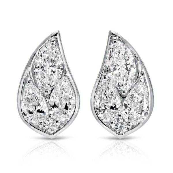 Bezel Set Mix Cut Diamond Cluster Earrings