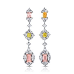 Multicolor Fancy Cut Diamond Drop Earrings