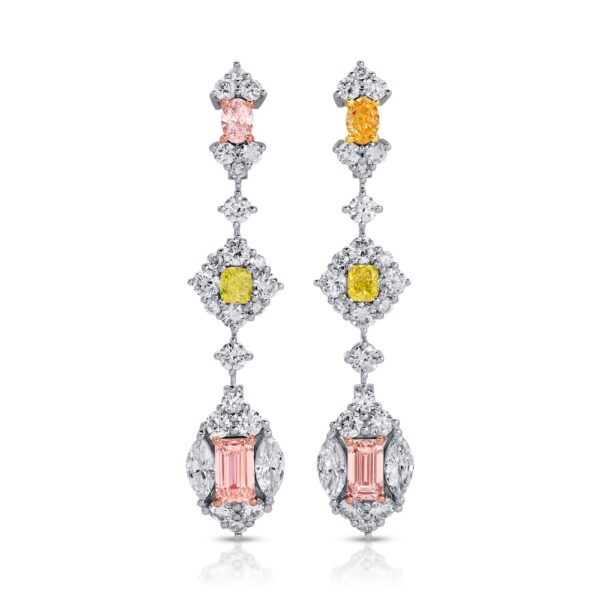 Multicolor Fancy Cut Diamond Drop Earrings