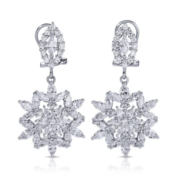 Pear Shape and Marquise Cut Diamond Motif Dangle Earrings
