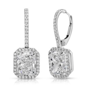 Radiant Cut Diamond Drop Earrings