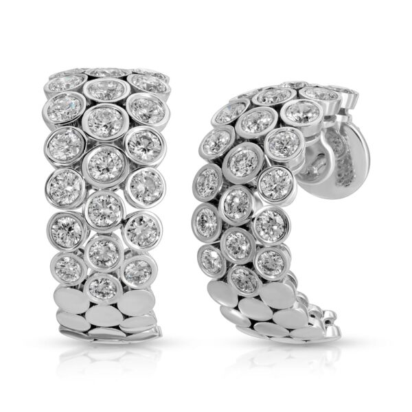 Bezel Set Round Cut Diamond Loop Earrings