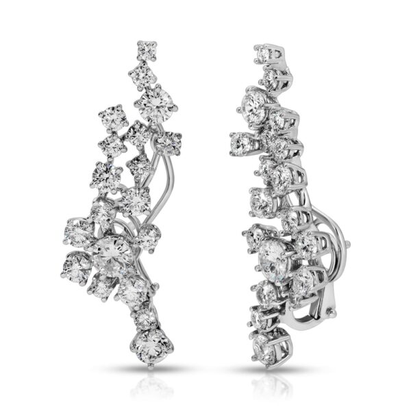 Round Cut Diamond Climber Earrings