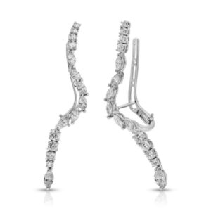 Marquise and Round Cut Diamond Climber Earrings
