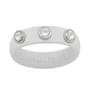 3 Stone Faceted Rainbow Moonstone Silicone Ring