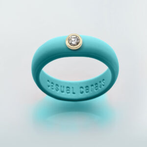 Aqua Blue Diamond Silicone Ring