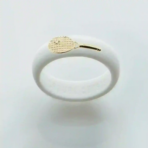 Yellow Gold Diamond Tennis Racket Silicone Ring