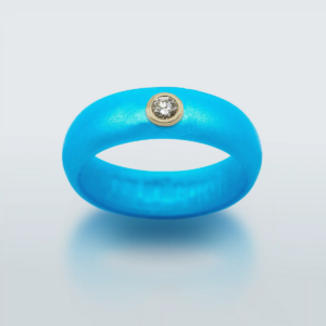 Metallic Blue Diamond Silicone Ring