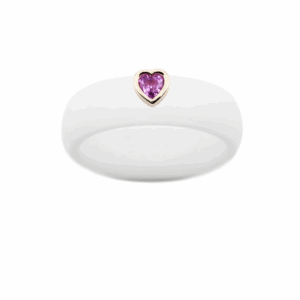 Pink Sapphire Heart Silicone Ring