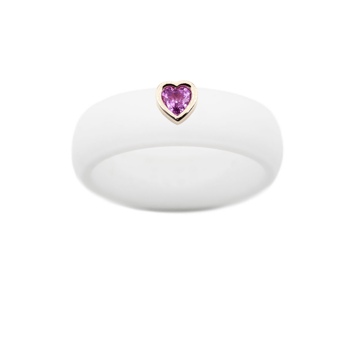 Pink Sapphire Heart Silicone Ring