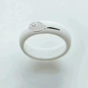 Sterling Silver Diamond Tennis Racket Silicone Ring