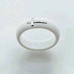 Sterling Silver Sideways Cross Silicone Ring