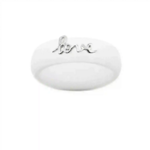 Sterling Silver Script "Love" Silicone Ring