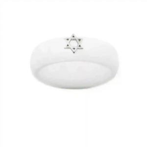 Sterling Silver Star of David Silicone Ring