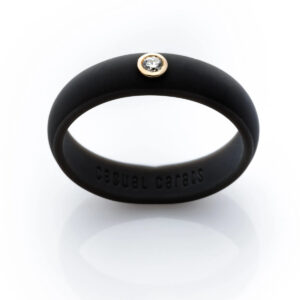 Men's Black Silicone Ring Set With Diamond